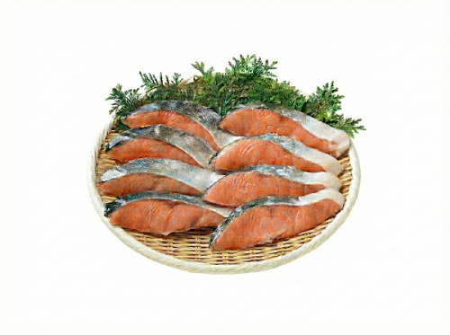 北海道日高沖　船上活〆桜鱒切身と秋鮭切身　26-600913